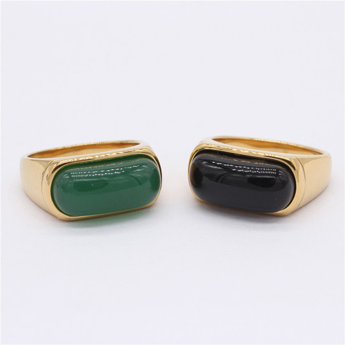 R0892-NK09 Jadeite Green Ring with Emerald-encrusted Gold Hoop Band, Saddle-shaped Ring with Emerald Stone Face and Gold Accents