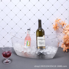 工厂现货塑料透明船形塑料香槟冰桶5.5升容量啤酒ps材质扁状跨境