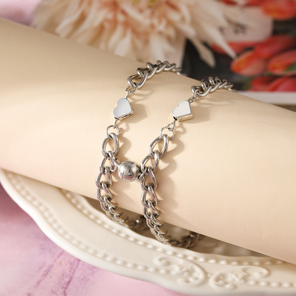 Neue paar armband legierung magnet anziehung paar armband ein paar legierung kette Liebe armband_voghion.com