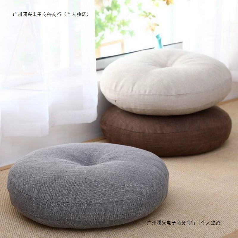 Утолщенная круглая подушка из хлопка и льна в японском стиле для балкона, эркера, татами, подоконника, пола для медитации, съемная и моющаяся.