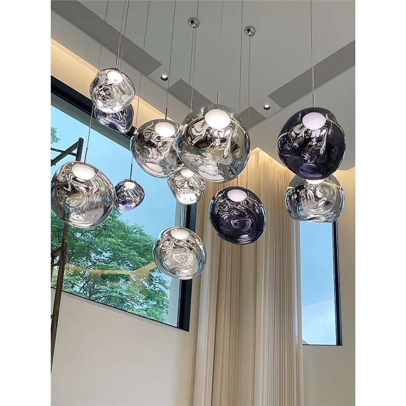 Highlight version led stair lava chandelier large villa loft duplex pick living room long line chandelier restaurant bar lamp