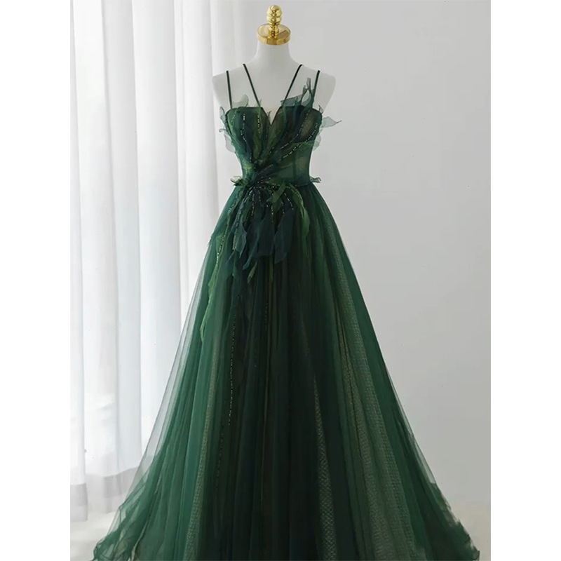 Foreign Trade Green Fairy Style Wedding Dress Evening Dress Annual Meeting Banquet Suspender Accessible Luxury Adult Dress Catwalk Performance Clothing Foreign Trade Green Fairy Style Wedding Dress Evening Dress Annual Meeting Banquet Suspender Accessible Luxury Adult Dress Catwalk Performance Clothing