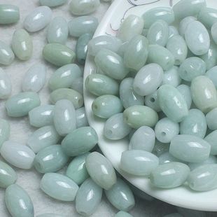 Natural Burmese Jade A Goods Green White ZY Beads Rice Beads Passepartout Jade Beads DIY loose beads Necklace Bracelet Accessories