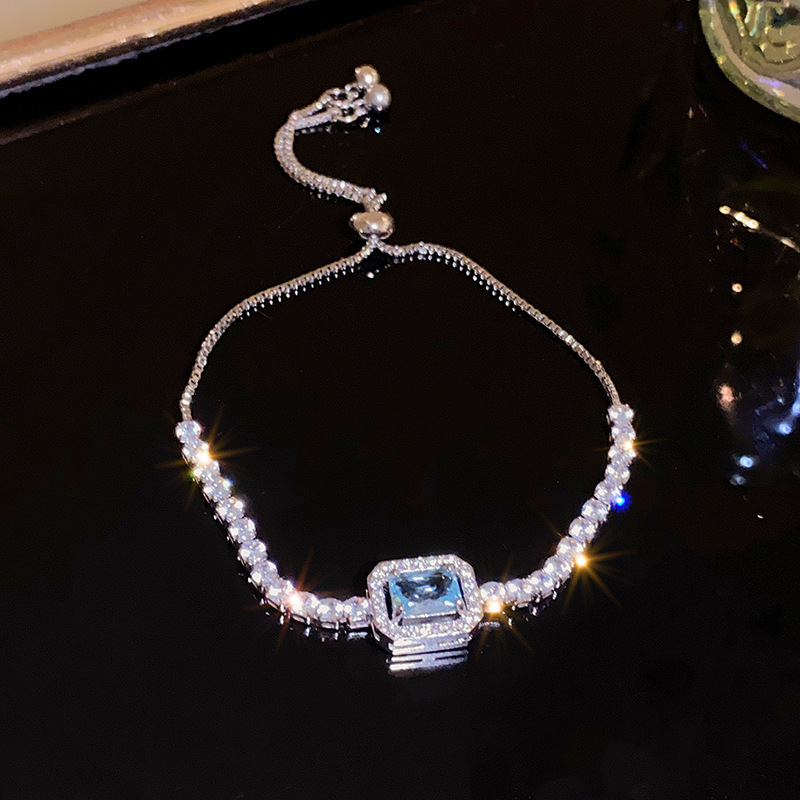 Pulsera de flores cuadrada geométrica de piedra de silicio lujosa pulsera de alta calidad temperamento exquisito personalidad joyas al por mayor