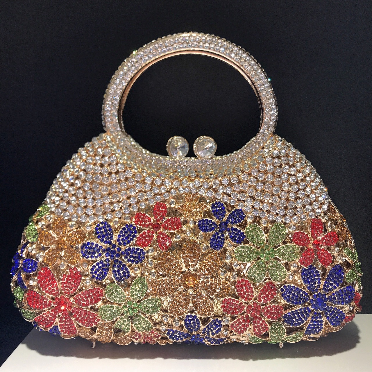 Fábrica al por mayor bolsas de cena de diamantes transfronterizas un hombro portátil lleno de diamantes margaritas flores vestido de noche bolsas de diamantes de mujer
