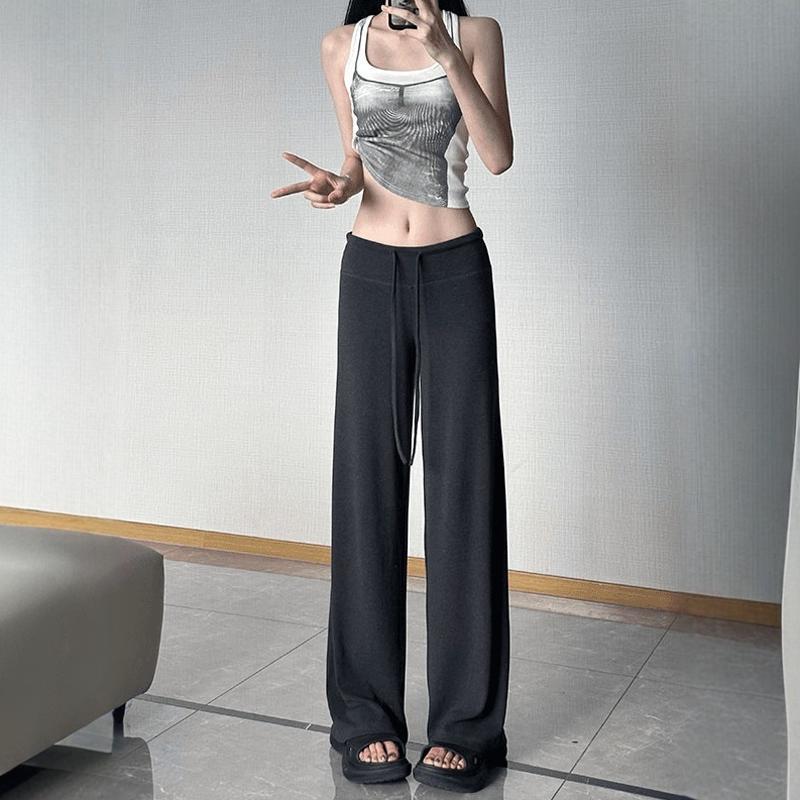 モダールストレートパンツ アメリカンスタイル ゆったり グレー カジュアル レディース 夏新作 ハイウエスト ドレープ感 ゆったりワイドパンツ ロングパンツ|undefined