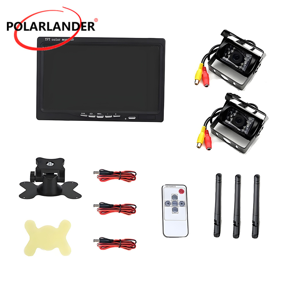 7寸无线数字显示器货车挂车用+夜视无线卡车大巴24V摄像头
