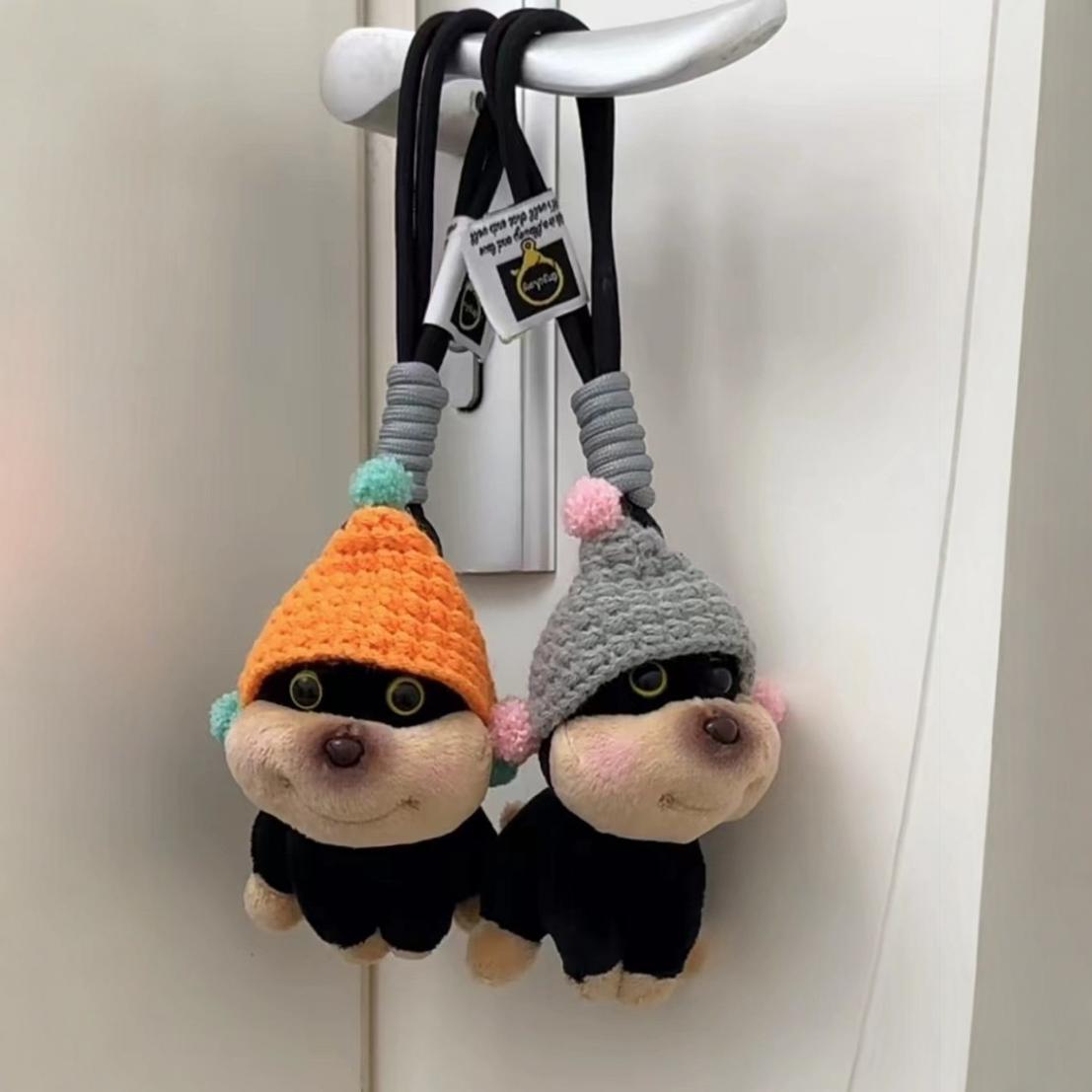 Niedliche Biene Welpen Tasche Anhänger für Mädchen Plüsch Puppe Schlüsselanhänger Spielzeug Nische High-End-Rucksack Dekoration_voghion.com