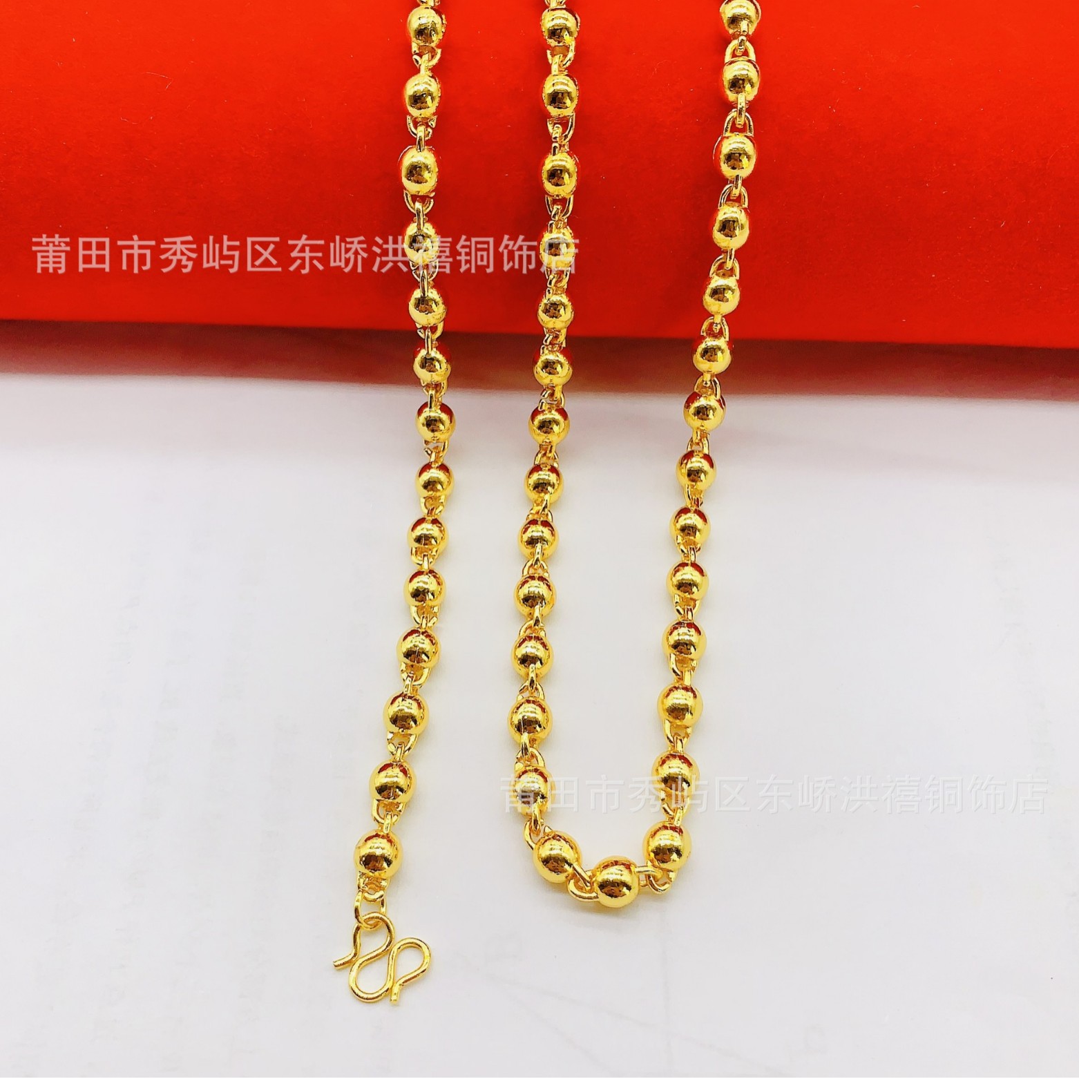 Live supply gold-plated simple tall 6mm smooth round beads solid beads men's necklace jewelry manufacturers wholesale