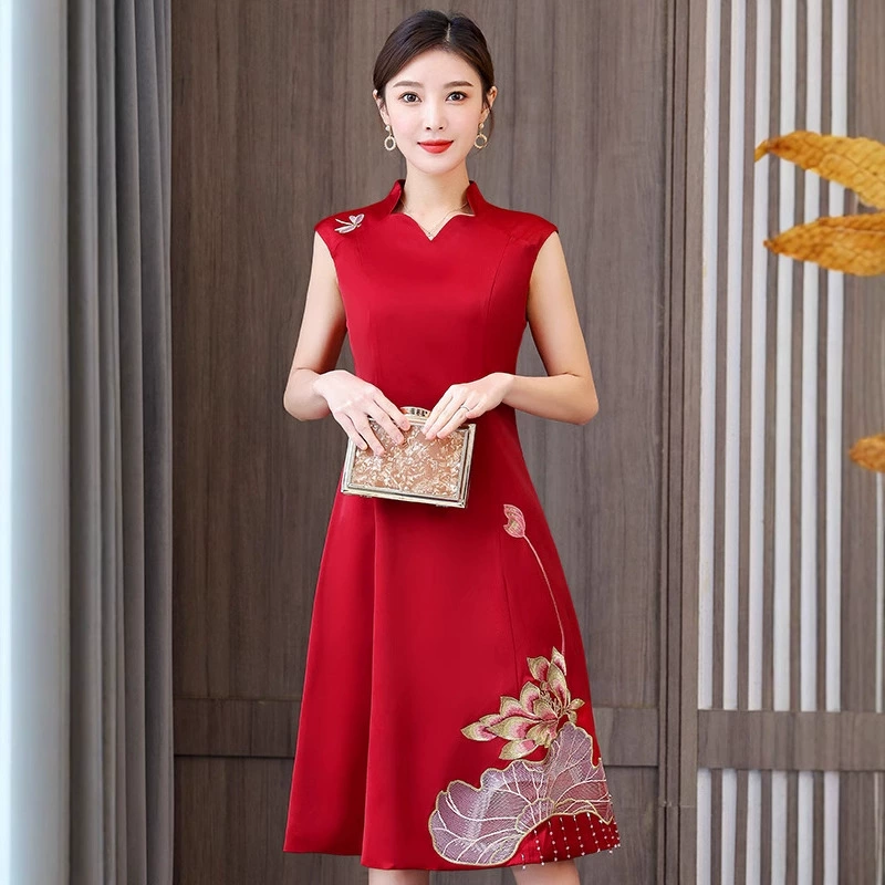 Новое свадебное платье для матери 2025 года, благородное элегантное свадебное банкетное платье для свекрови, молодой матери, улучшенный чонсам