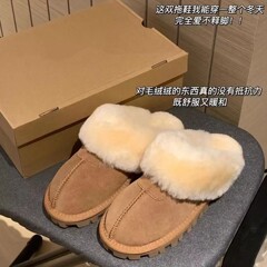 河南桑坡村羊毛半包头半星拖2025年新款毛毛拖鞋女外穿秋冬季薄底