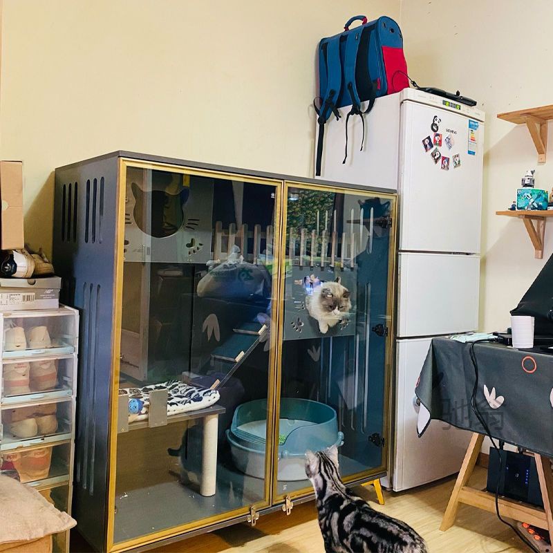 麓f貓別墅家用超大自由空間貓舍室內貓窩貓屋貓櫃三層貓咪豪華貓