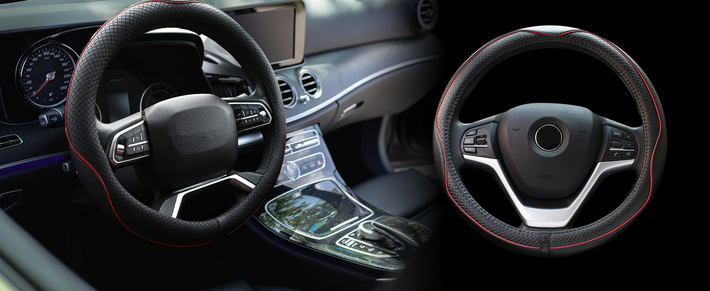 New Cross-Border Foreign Trade Car Steering Wheel Cover, Fashionable Diamond-Shaped Three-Dimensional Embossed Leather Car Handle Cover, Suitable for All Seasons