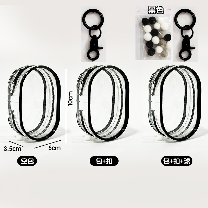 Single slider round bag black (transparent zipper)