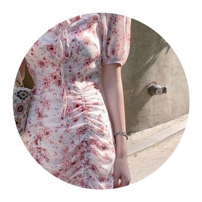 Summer retro red shiffon fitted dress