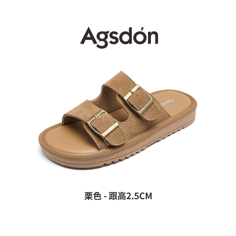 Augustion Backen pantuflas mujer 2025 verano nuevo estilo exterior de un pie con falda sandalias y pantuflas de playa de suela gruesa