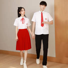 爱国班服初高中小学生团演出儿童红诗歌朗诵比赛服装女中国风韩版