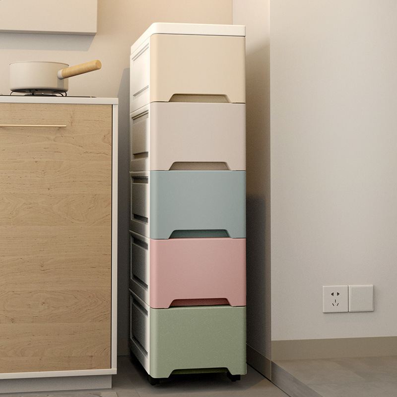 Narrow Gap Storage Cabinet 15/18/25cm Drawer-Type Kitchen Gap Multi-Layer Bathroom Narrow Storage Box