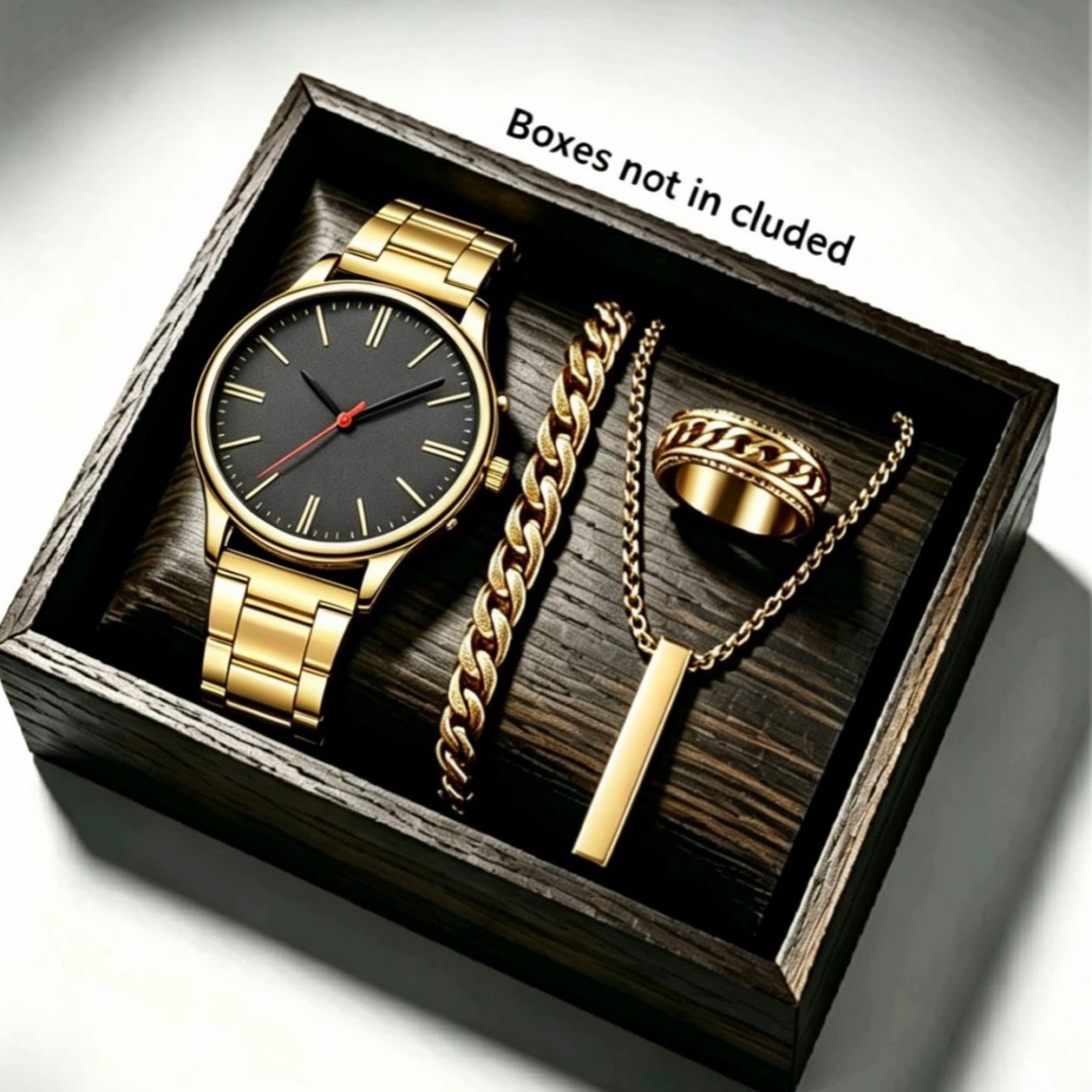 Calendario de moda clásica de moda de hombre al por mayor reloj de pulsera reloj de correa de acero reloj de negocios conjunto transfronterizo