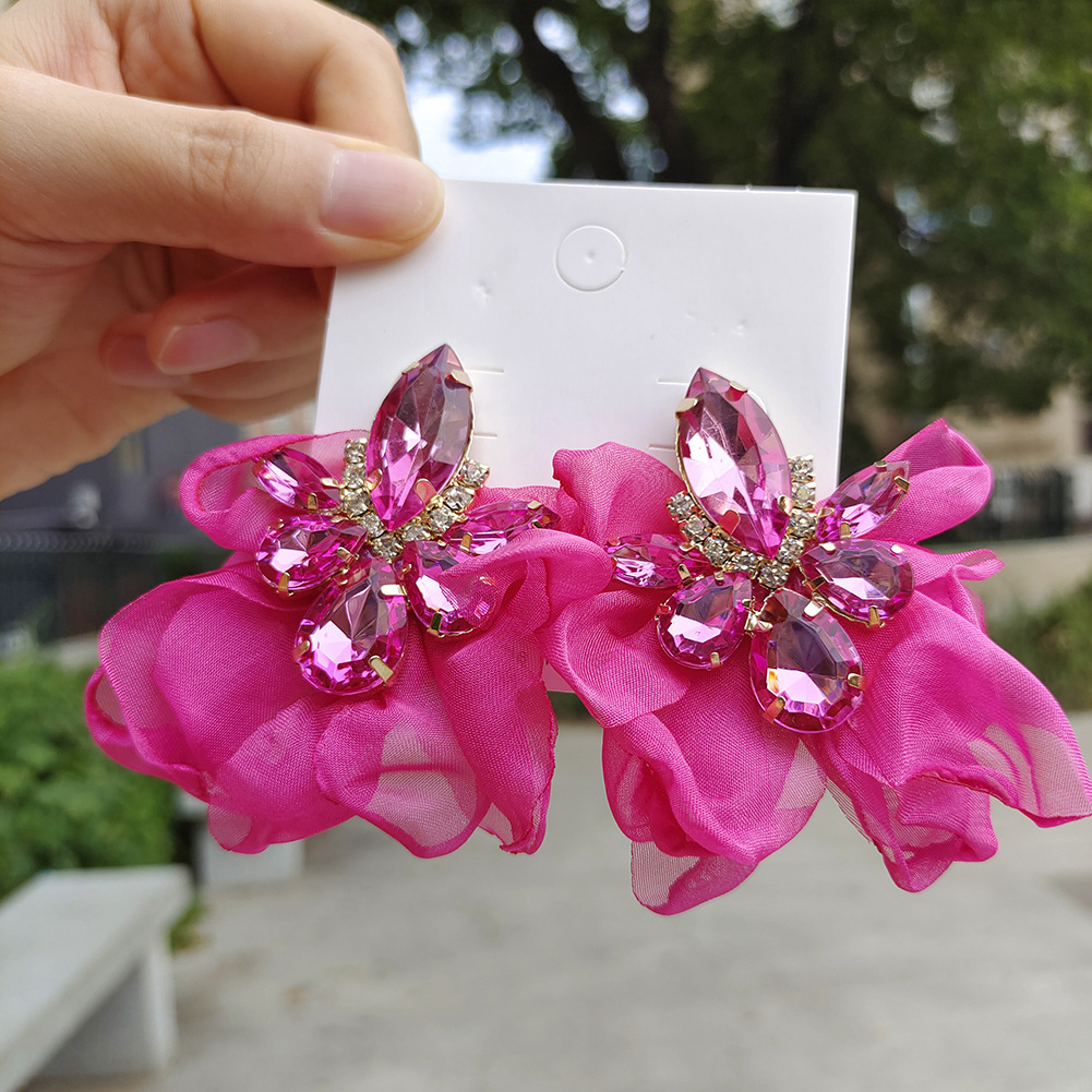 Daily Occasion Fashion Flower Alloy Inlay Rhinestones Drop Earrings 1 Pair