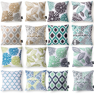 Simple Geometric Print Abstract Floral Linen Pillow Cover Peach Skin Velvet Sofa Cushion Cover Cushion Cover Cross-Border Hot Style