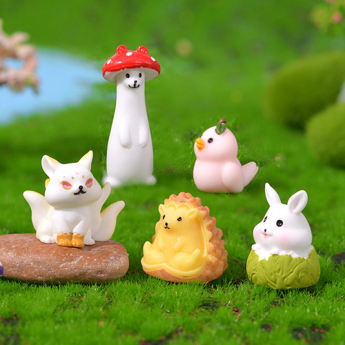 Micro landscape ornaments cute simulated fruit zoo forest potted plants creative decorative resin crafts wholesale