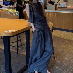 夏の美しい小さなスーツ 2025 新しい夏のハイエンド痩身ノースリーブベストワイドレッグパンツ 2 点セット