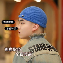 2025新款秋冬小标地主百搭瓜皮帽男潮小贴布针织毛线帽潮牌嘻哈帽