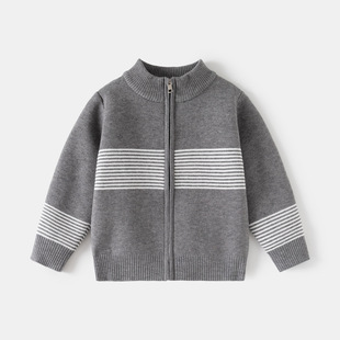 Tengyun Pigeon Children's Clothing Boys' Half-High Collar Knitted Zipper Sweater Children's Andy Fleece Sweater Boys' Versatile Jacket