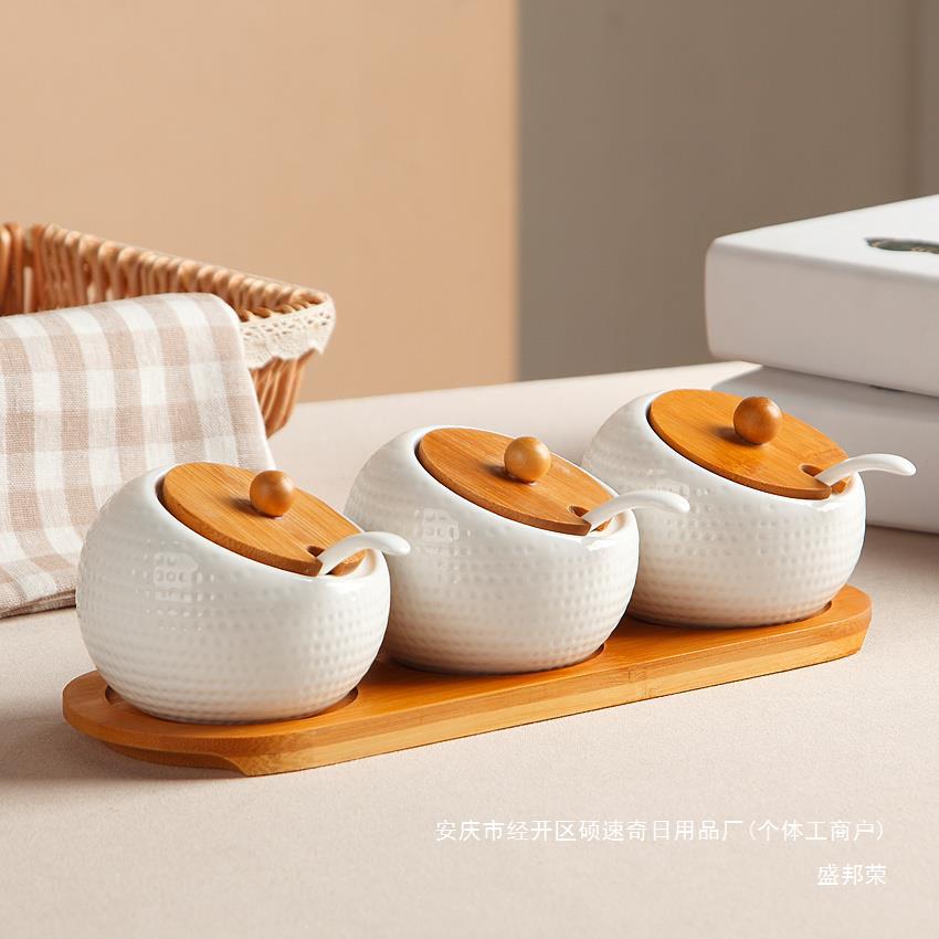 调味盒辣椒罐带盖调味瓶罐调味罐套装调料盒陶瓷盐罐家用厨房用品