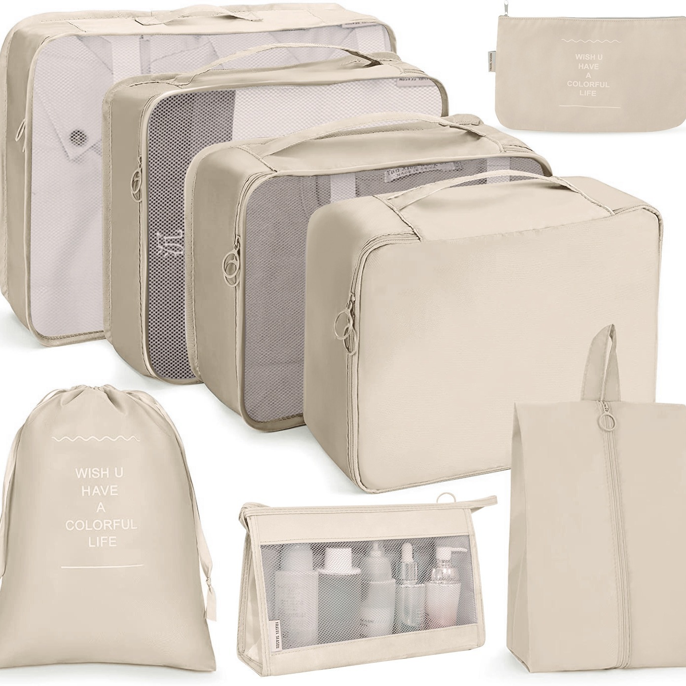 Bolsa de almacenamiento de viaje traje de seis piezas de siete piezas de ocho piezas plegable bolsa de lavado bolsa de almacenamiento de ropa bolsa de viaje con cordón