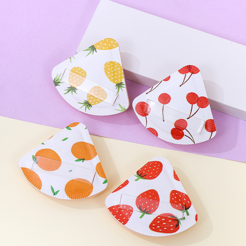 Fábrica personalizada serie de frutas soplo de algodón de azúcar no come polvo triángulo de maquillaje esponja cojín de aire herramientas de belleza al por mayor