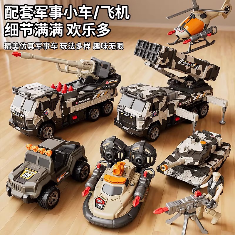 Large Military Flatbed Trailer Toy Combination Set for Kidsren Boys 3 to 6 Years Old Girls Transport Car Missile Car