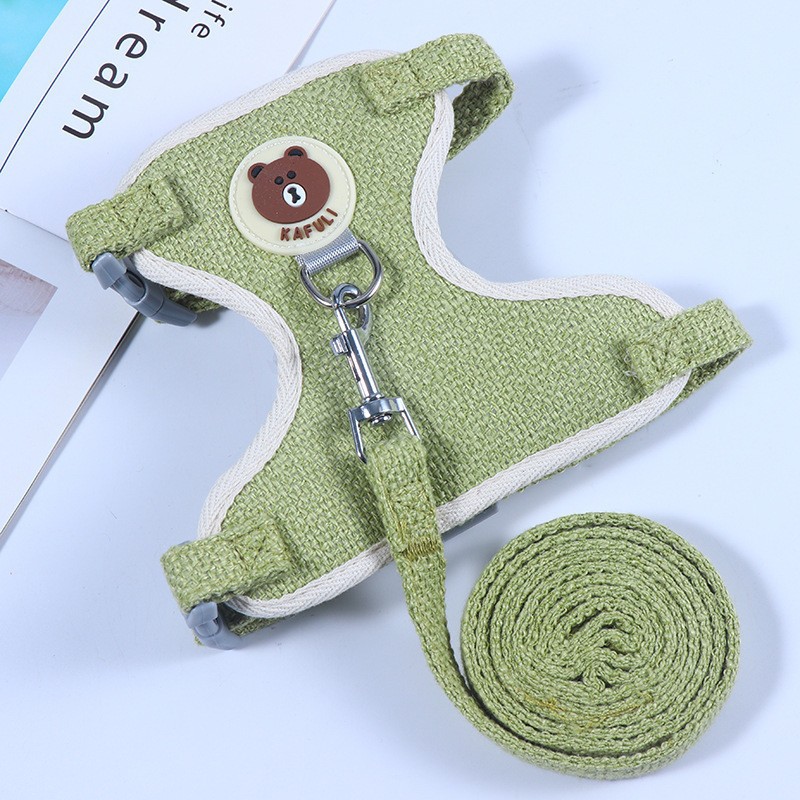 조끼 스타일 만화 곰 가죽 끈-녹색
