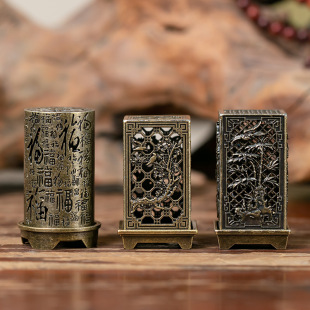 [Factory Outlet] Vertical Baifu Furnace Hollow-out Incense Furnace Office Decoration Creative Alloy Incense Furnace