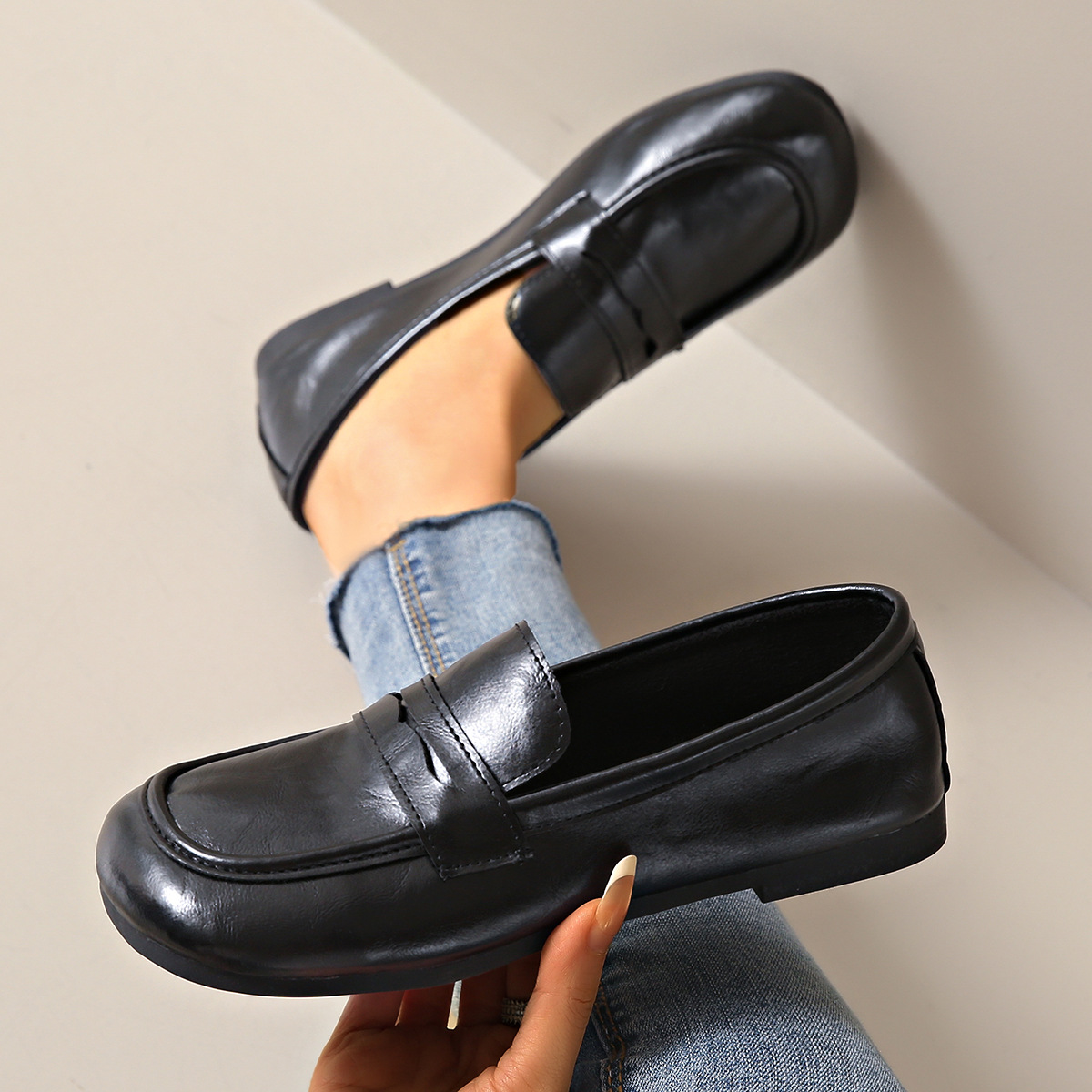 Damenschuhe Frühling Neue Einzelschuhe Loafers Bequeme Damenschuhe mit weicher Sohle Flachmundschuhe_voghion.com