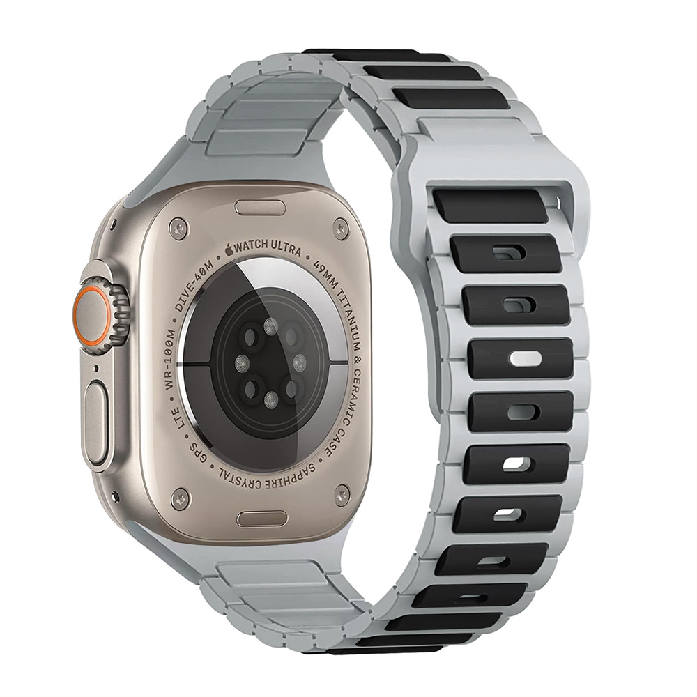 Para Apple i watch tres cuentas silicona bicolor correa apple watch9/8/SE/7/6/5/4/3