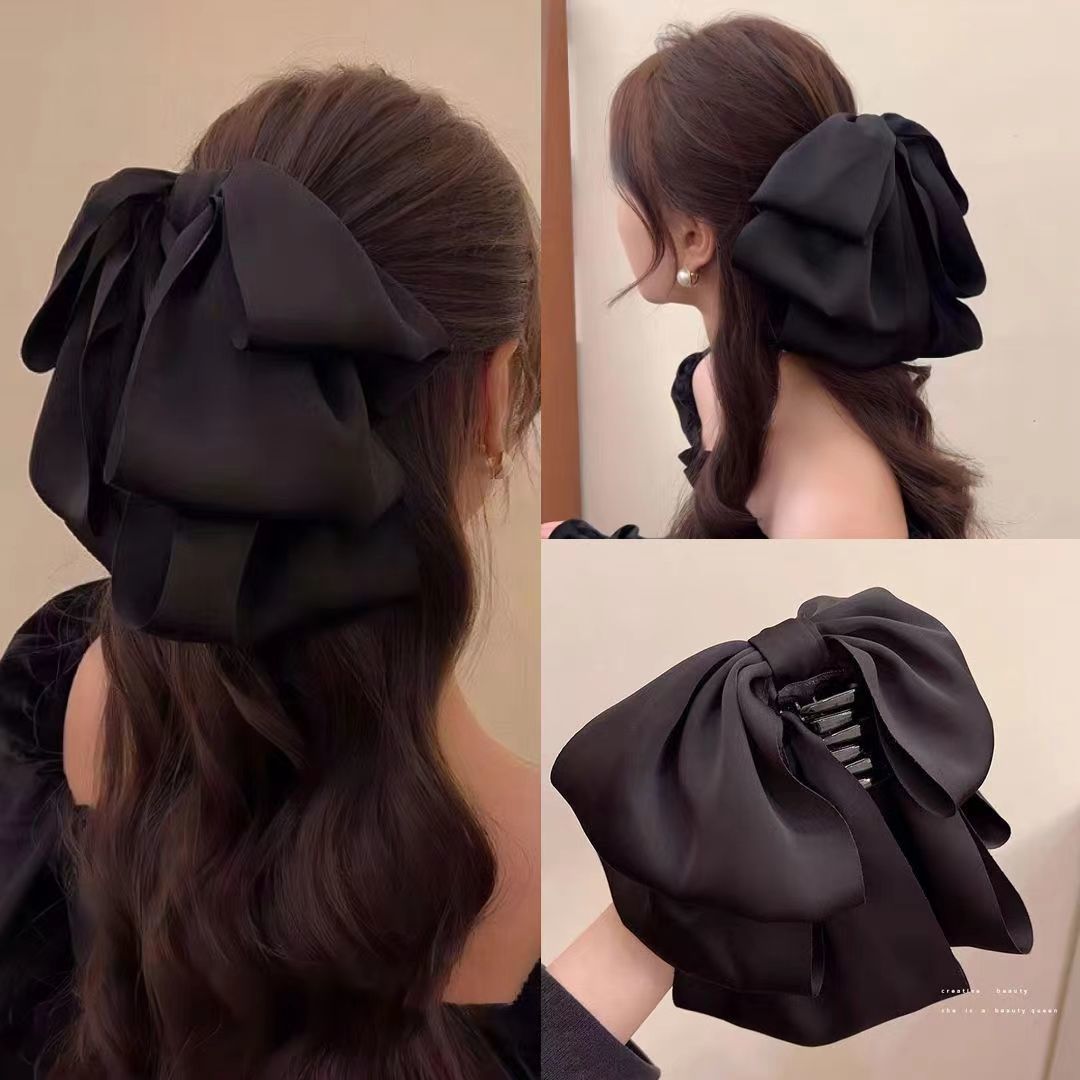 Large Bow Hairpin Trendy Versatile Ponytail Clip Hair Accessory Sweet Princess Hair Ornament Satin Bow