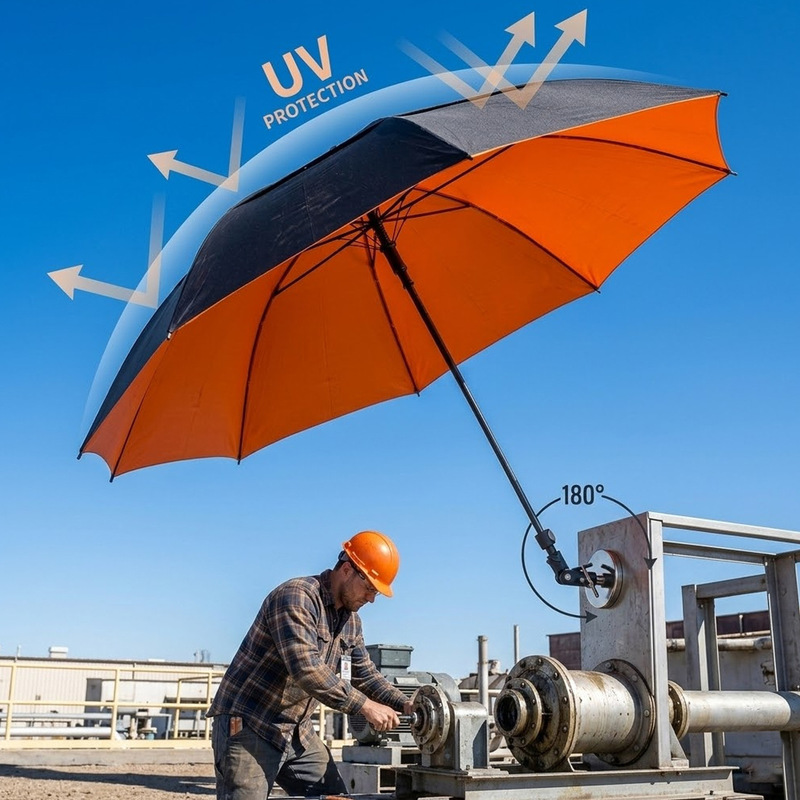 60inch Magnetic Strong Magnet Umbrella Hvac Maintenance Work Umbrella Outdoor Magnetic Sunshade Umbrella Dual-Purpose for Sun Protection and Rain Protection