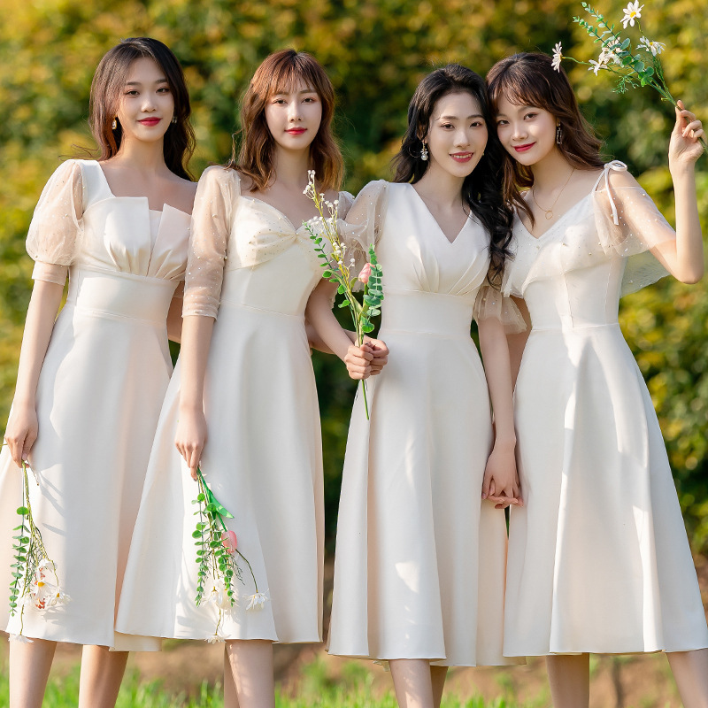 Bridesmaid dresses female champagne sister group of girlfriends fairy temperament show thin dress bridesmaid dresses Bridesmaid dresses female champagne sister group of girlfriends fairy temperament show thin dress bridesmaid dresses