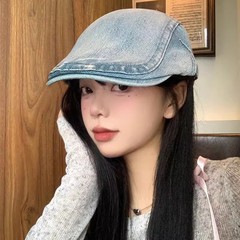 ポストモダンアーティストの黒い前進帽、画家のベレー帽、クールな女性のダンスハット、ひさし帽、レトロなトレンド