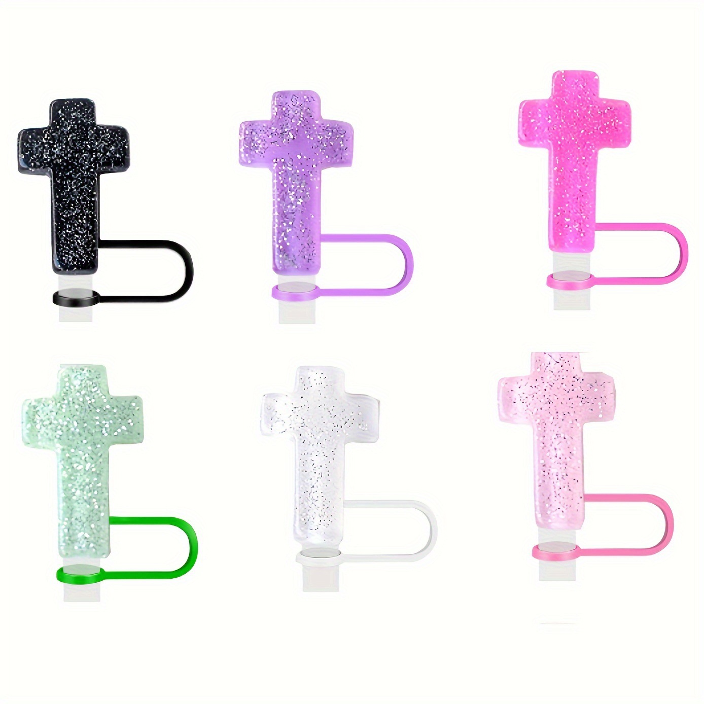 Straw Decorative Cap Kitchen and drinking utensils Casual Cross Silica Gel Straw Decorative Cap 1 Piece