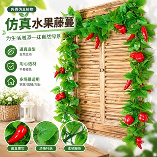 仿真水果藤蔓装饰假绿植阳台遮挡爬山虎仿真植物墙葫芦辣椒藤条