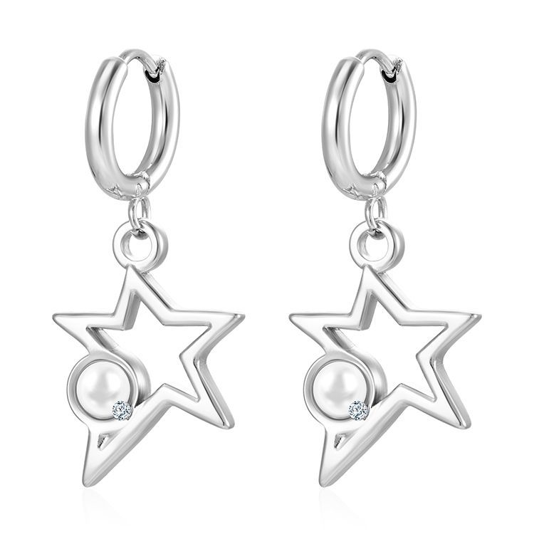 Pendientes colgantes de moda transfronteriza europea y americana, aretes redondos de acero inoxidable de todo fósforo, pendientes simples para mujer de 18K chapados al por mayor