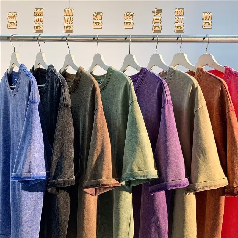 Primavera y verano BF estilo americano de algodón pesado de manga corta Camiseta básica de los hombres camisa de fondo de color sólido