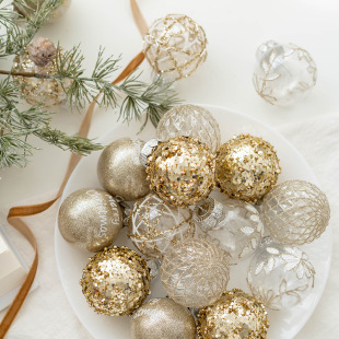 Cross-Border New Product 6cm Christmas Ball Painted Ball Gold Silver Champagne Color Christmas Ball Christmas Tree Decoration Ball Arrangement