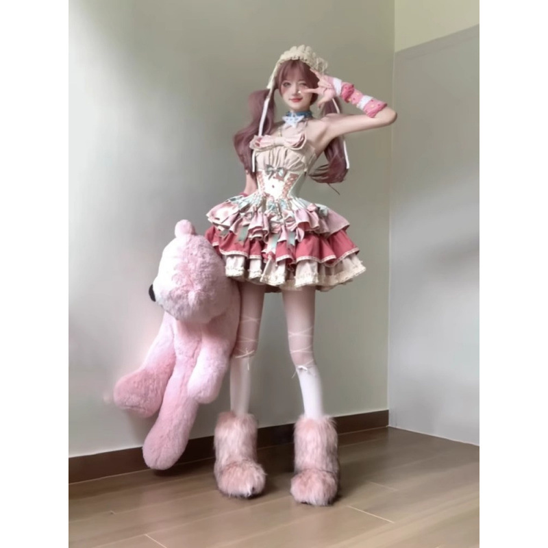 フランス初恋ミルクスイートドレスロリータプリンセスドレスふわふわケーキロリータドレス2025新作スカート|undefined