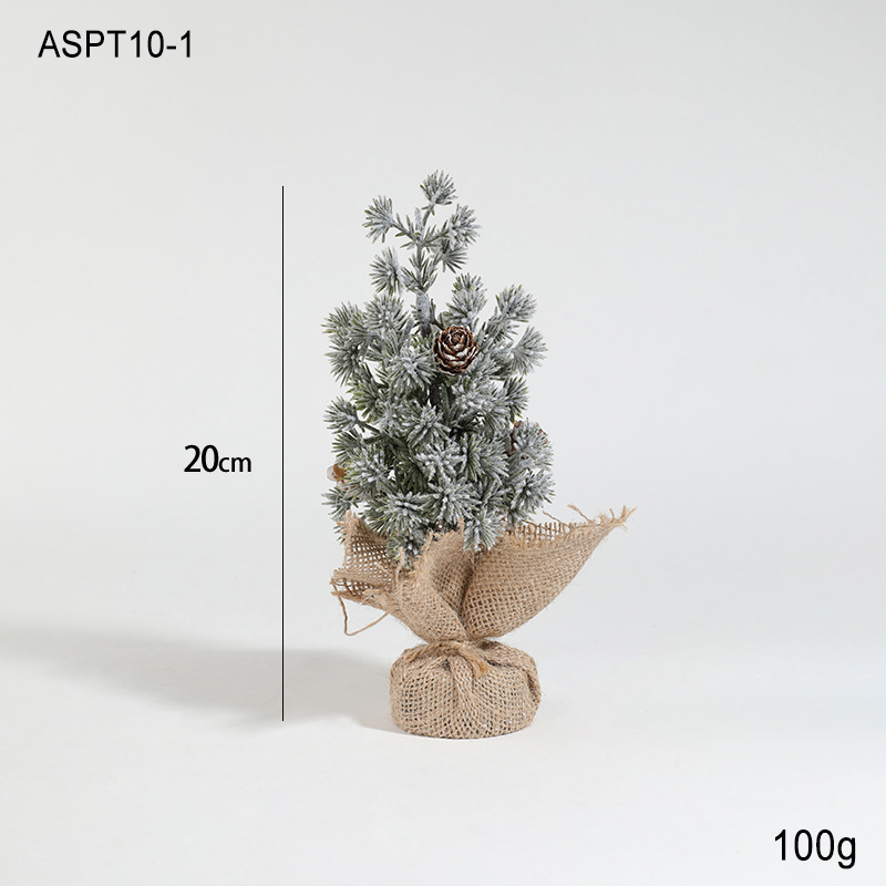 Simulación de plástico verde con nieve mini fruta roja árbol de Navidad decoración de mesa decoración pequeño regalo de Navidad