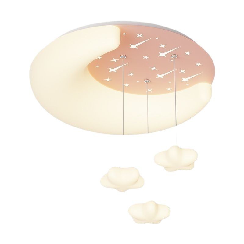 [Seleccionado cuidadosamente] Protección ocular de espectro completo, estilo crema, lámpara de techo simple, habitación de niños 2025, estrella, luna, cable colgante LED