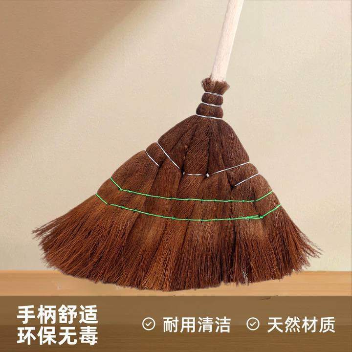 Broom for Sweeping, Household Palm Broom, Traditional Dustpan with Long Handle for Yard, Factory, Workshop